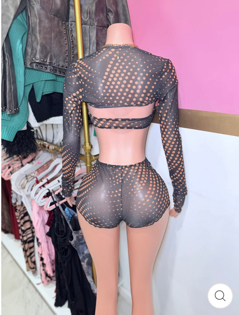 Josie Polka Dot Mesh Shorts Set (S-L)