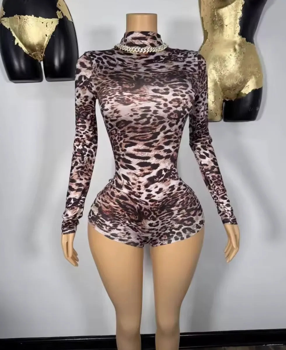 Jocelyn leopard shorts romper (XS-XL)