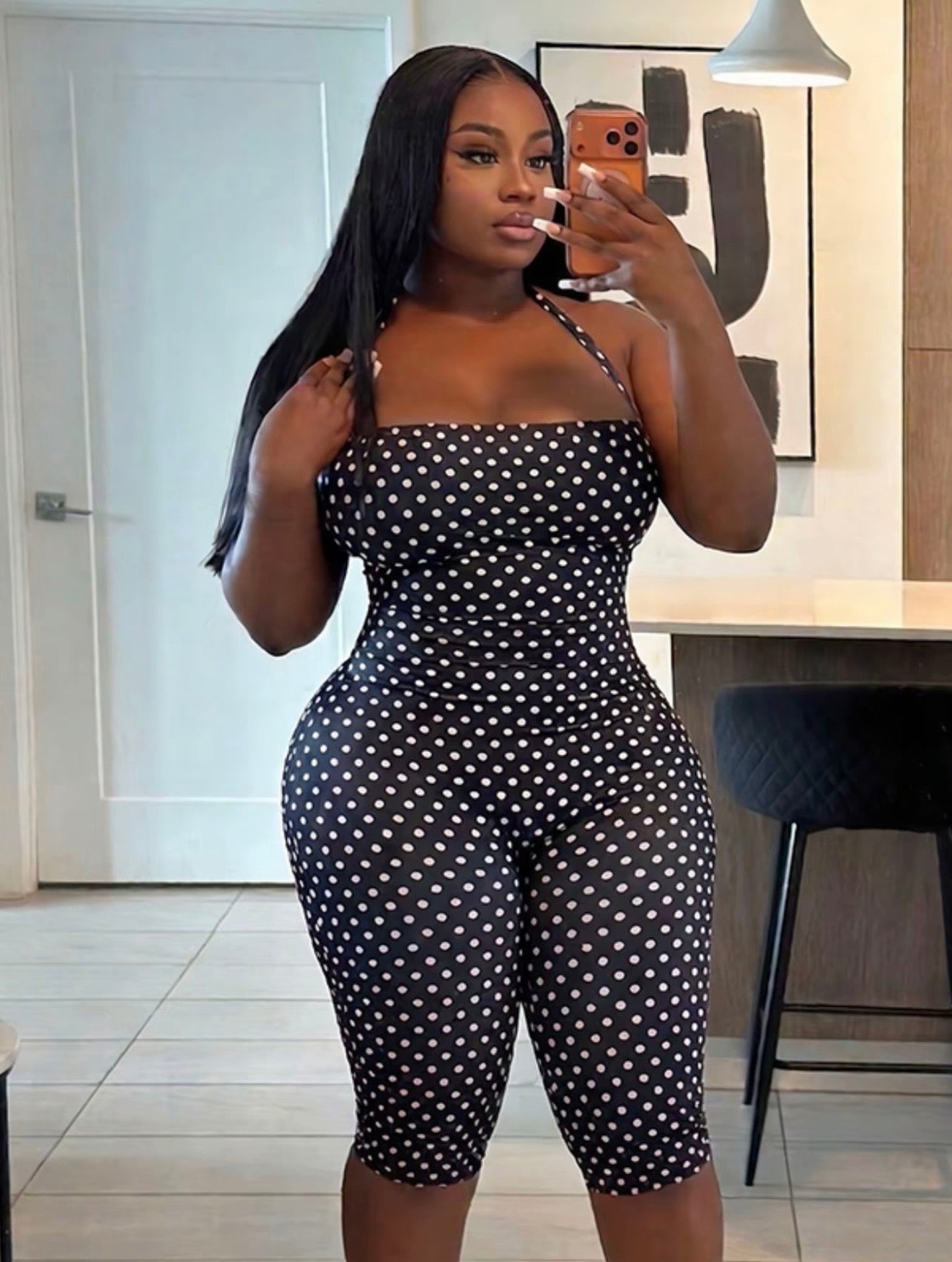 Justine Polka Dot Capri Romper