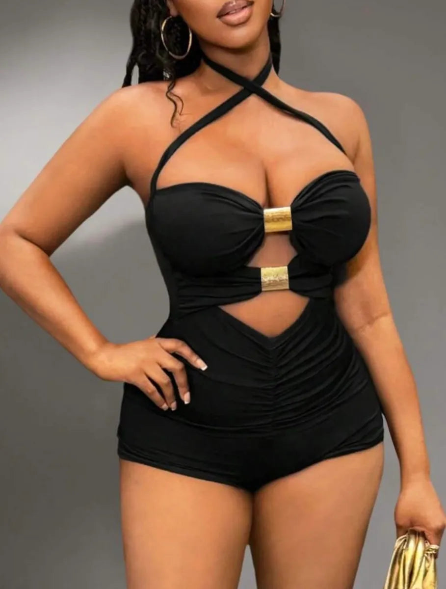 Goldie Black Shorts Romper (S-L)