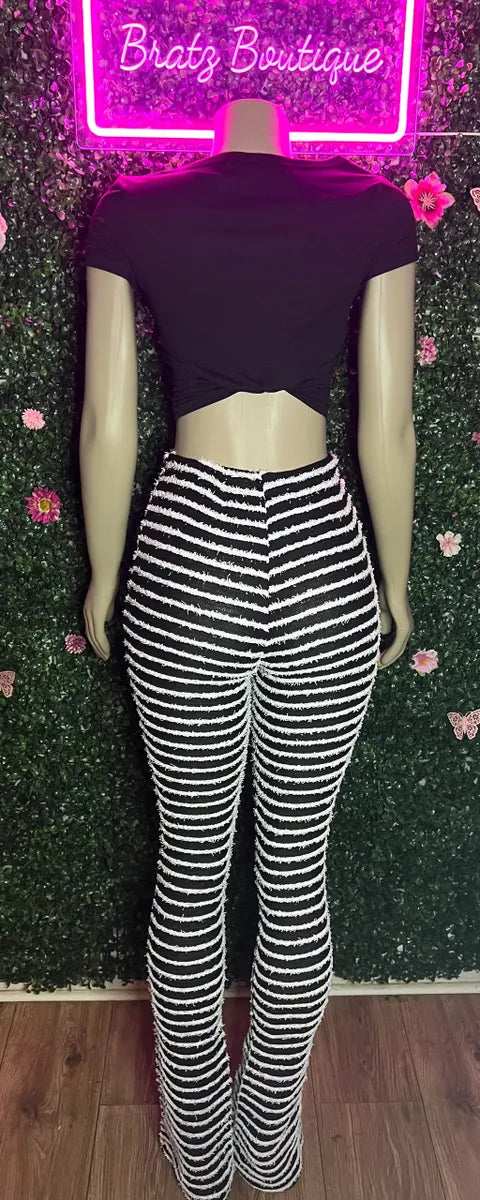 Fuzzy Zebra Pants Set (S-XL)