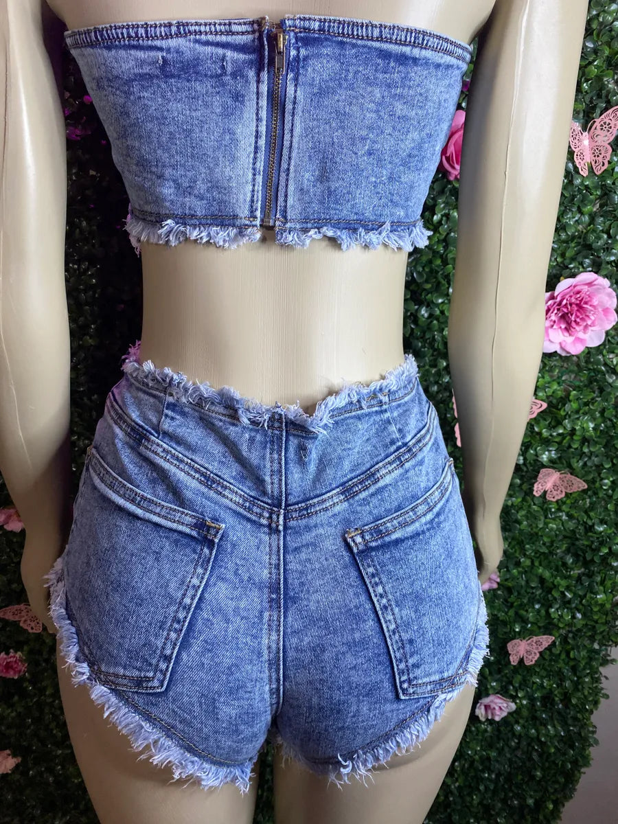 Jalissa Denim Shorts Set (S-XL)