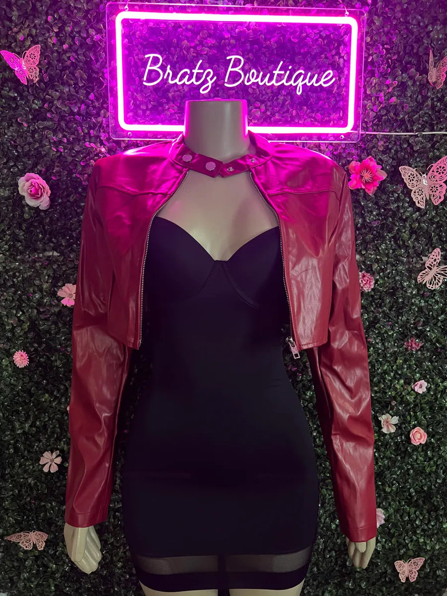 Leather Cropped Jacket (S-L)