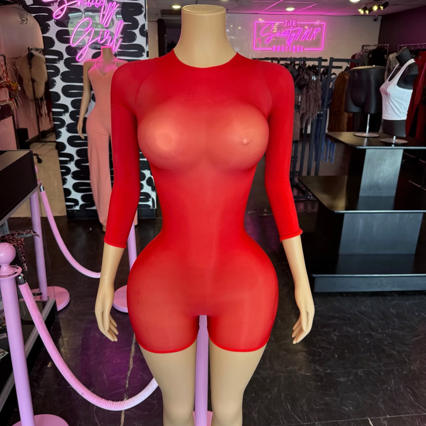 Muse Mesh Long Sleeve Shorts Romper