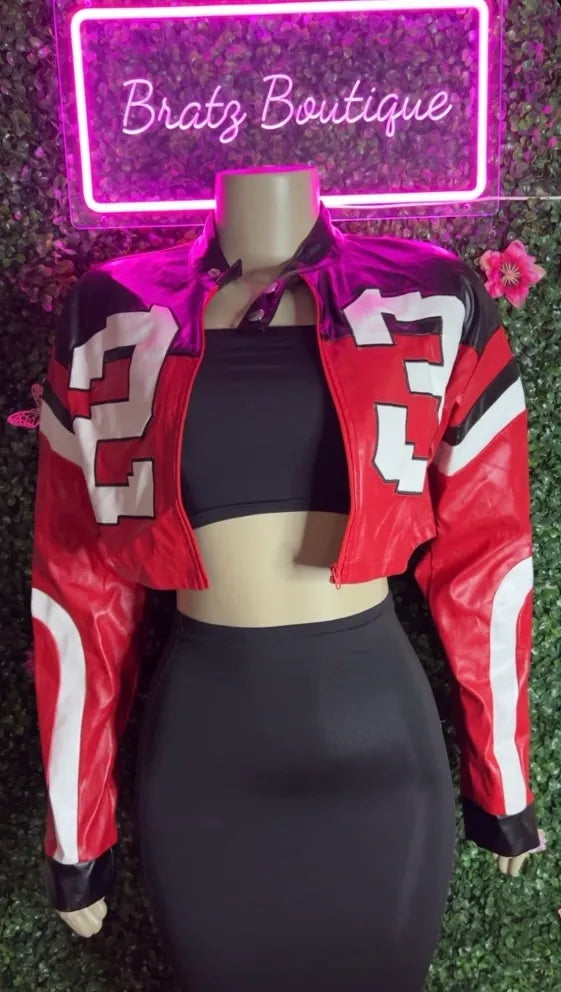 Red Varsity Cropped Jacket