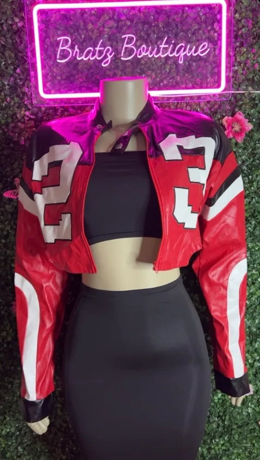 Red Varsity Cropped Jacket