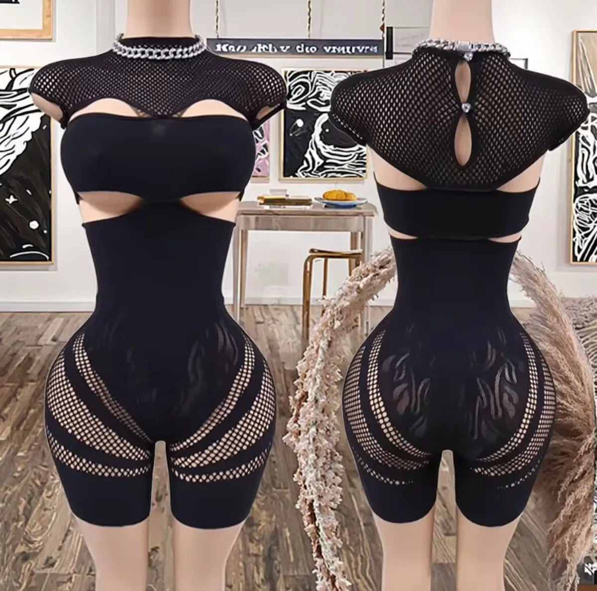 Jeralyn Mesh Romper (Stretchy One Size)