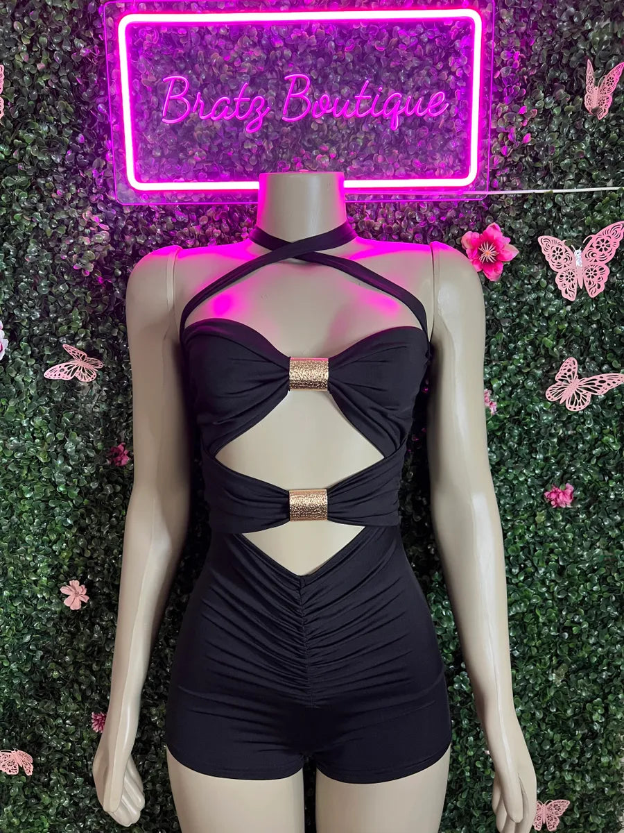 Goldie Black Shorts Romper (S-L)