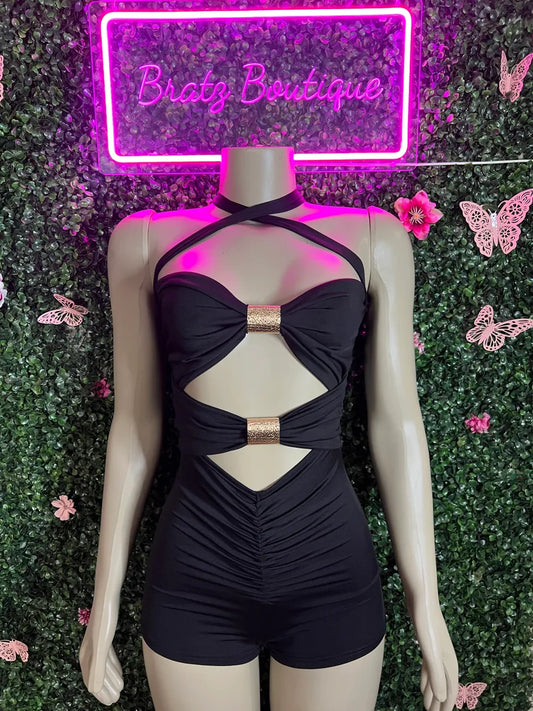 Goldie Black Shorts Romper (S-L)