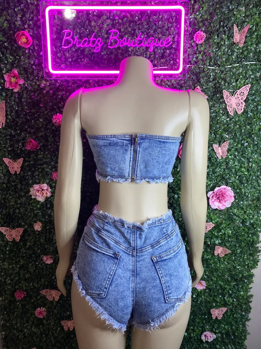Jalissa Denim Shorts Set (S-XL)