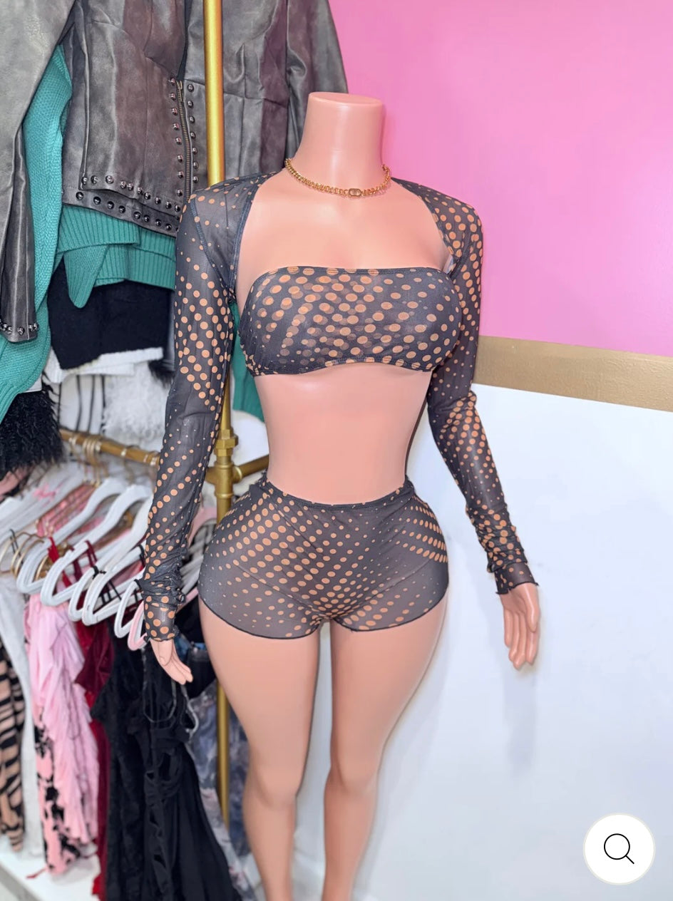 Josie Polka Dot Mesh Shorts Set (S-L)