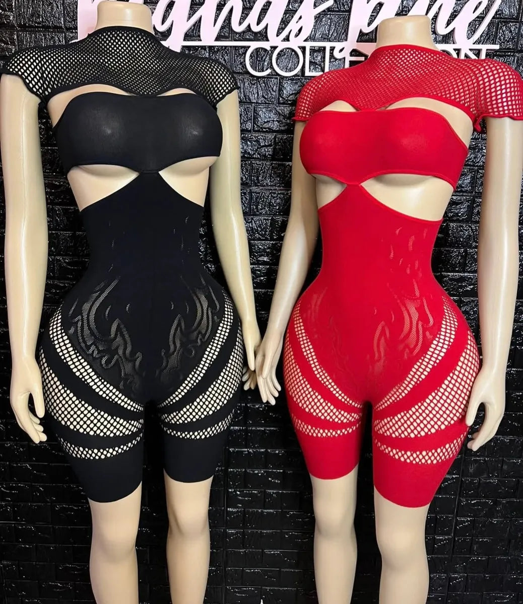 Jeralyn Mesh Romper (Stretchy One Size)