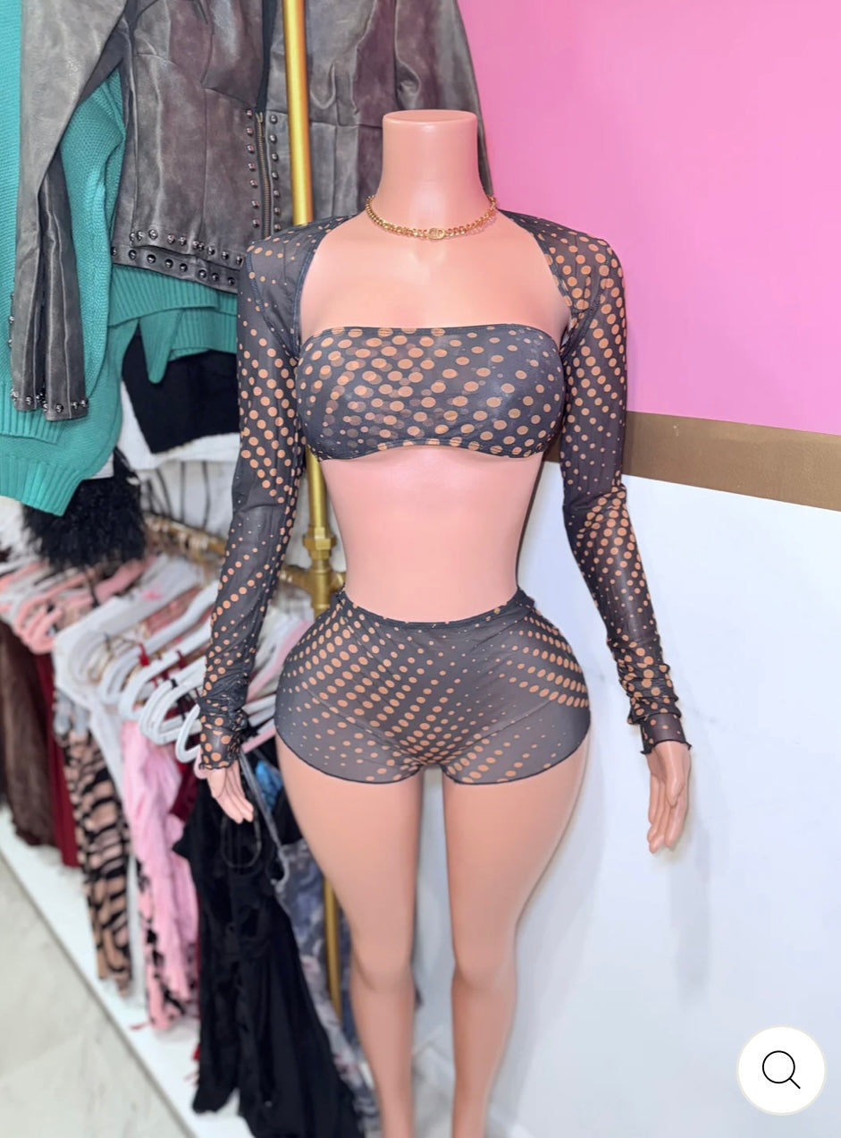 Josie Polka Dot Mesh Shorts Set (S-L)