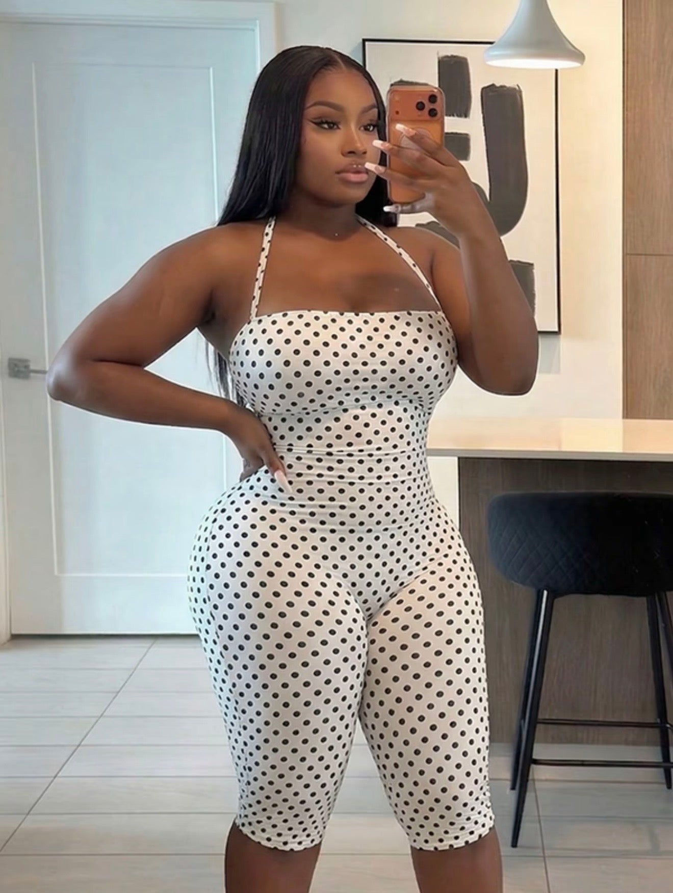 Justine Polka Dot Capri Romper