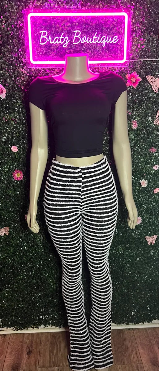 Fuzzy Zebra Pants Set (S-XL)