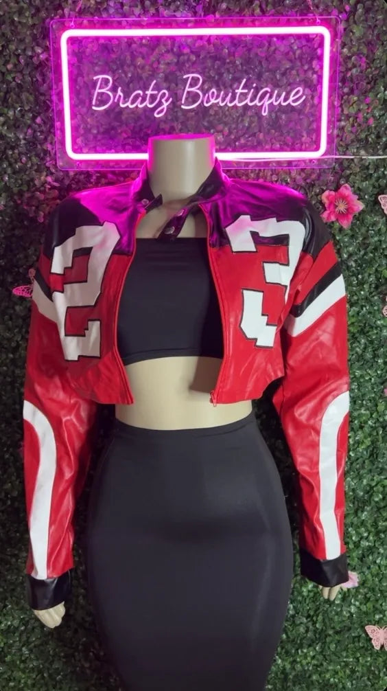 Red Varsity Cropped Jacket