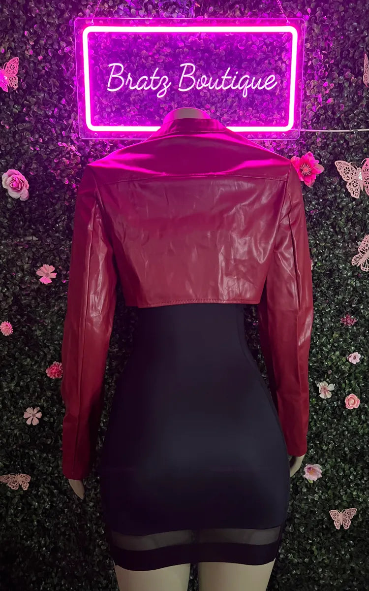 Leather Cropped Jacket (S-L)