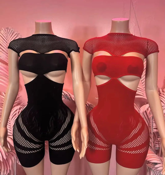Jeralyn Mesh Romper (Stretchy One Size)
