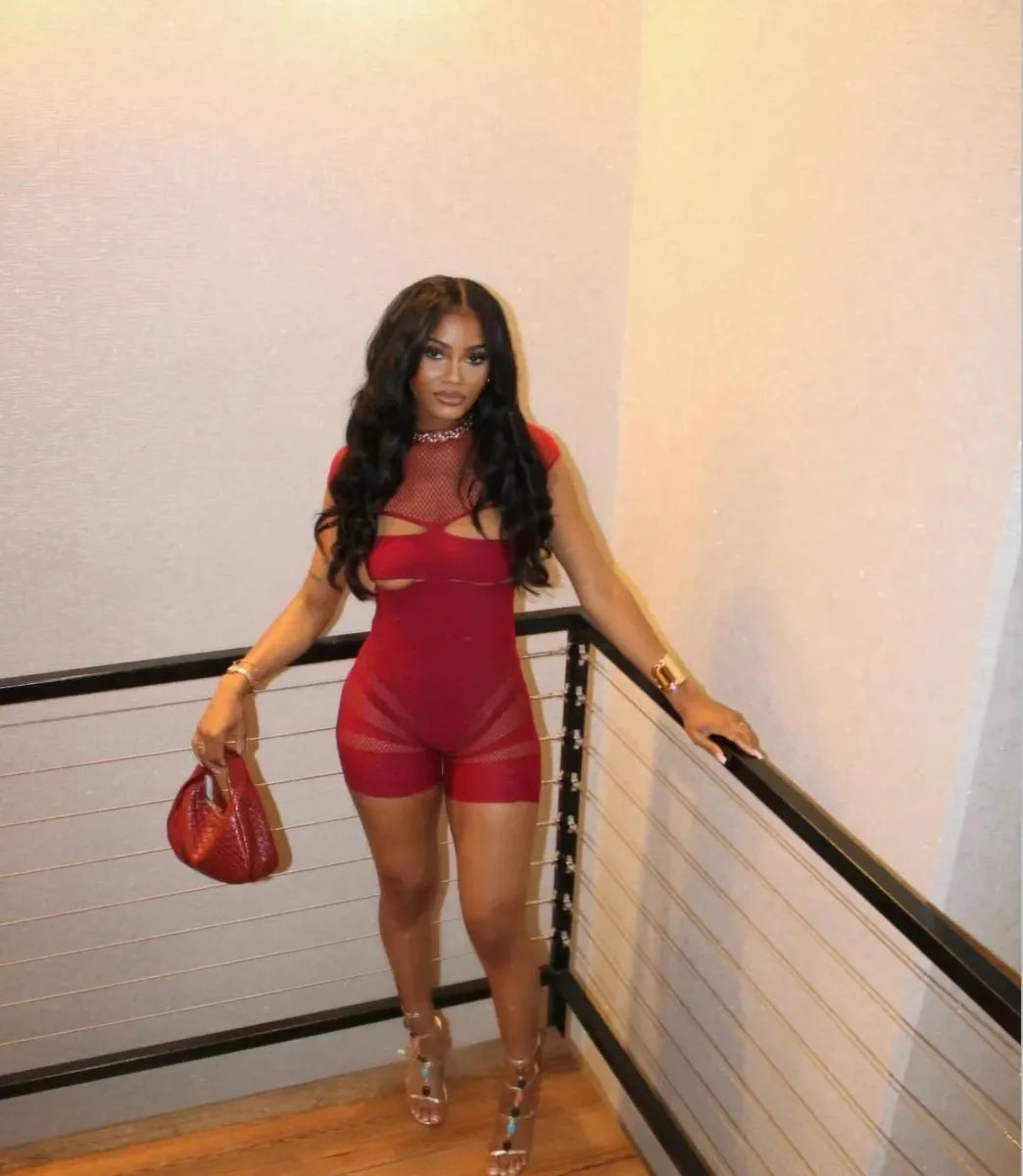 Jeralyn Mesh Romper (Stretchy One Size)