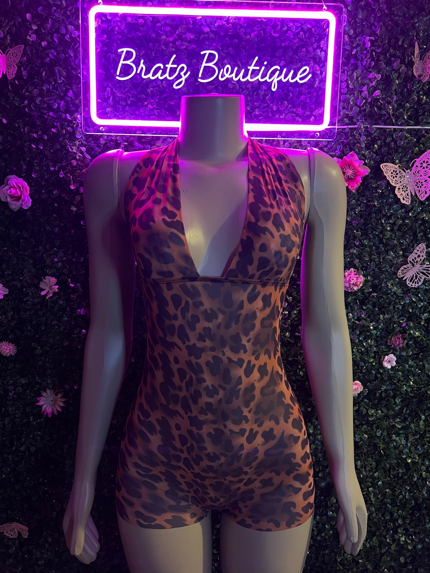 Tatiana Leopard Mesh Romper