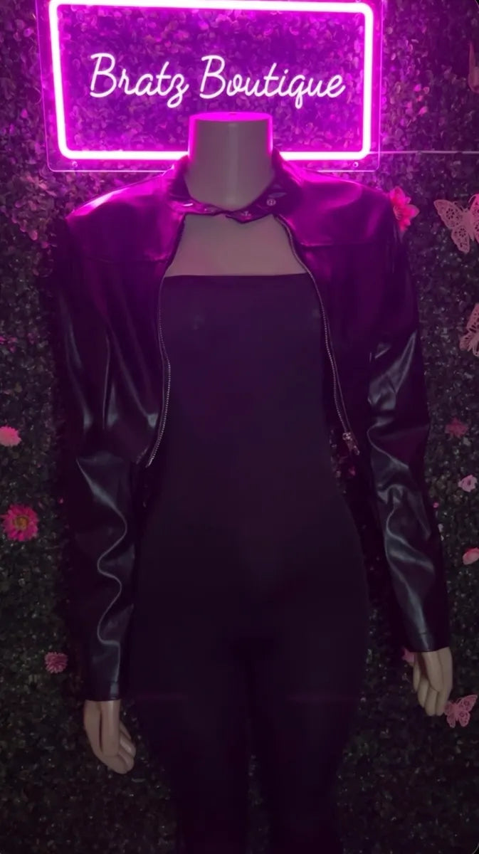 Leather Cropped Jacket (S-L)