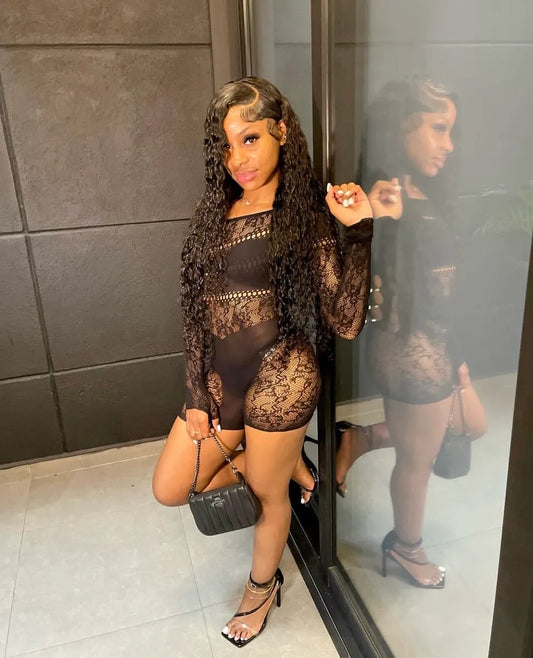 Rebellious Mesh Shorts Romper (One Size)