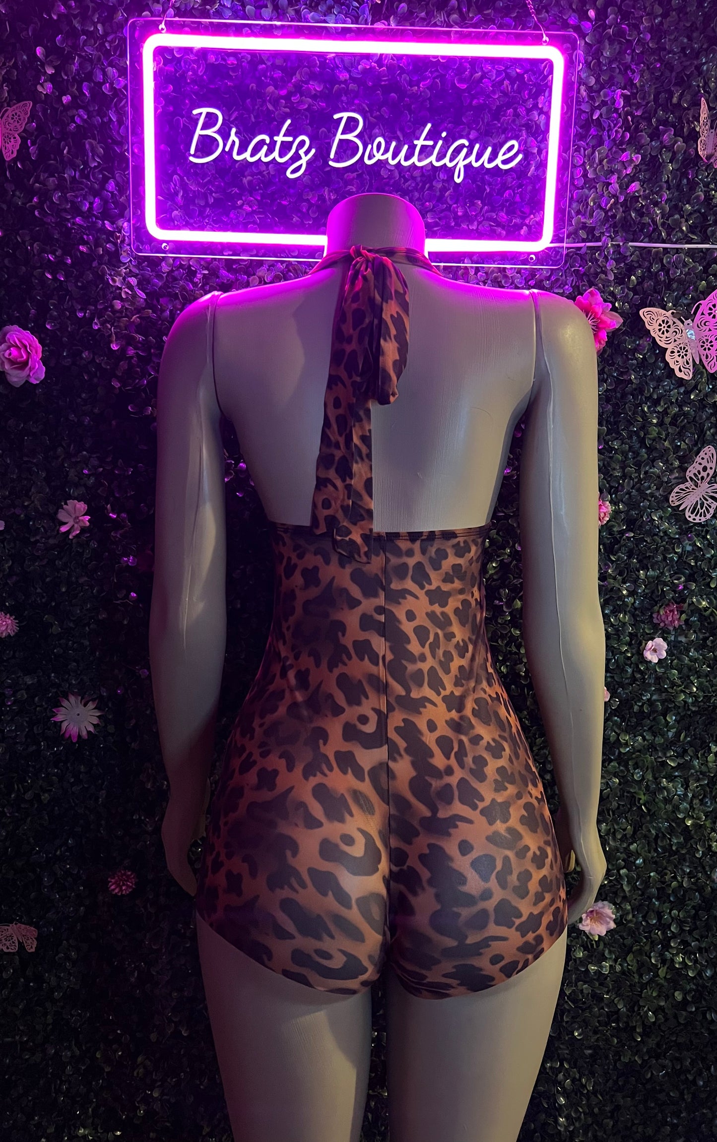 Tatiana Leopard Mesh Romper
