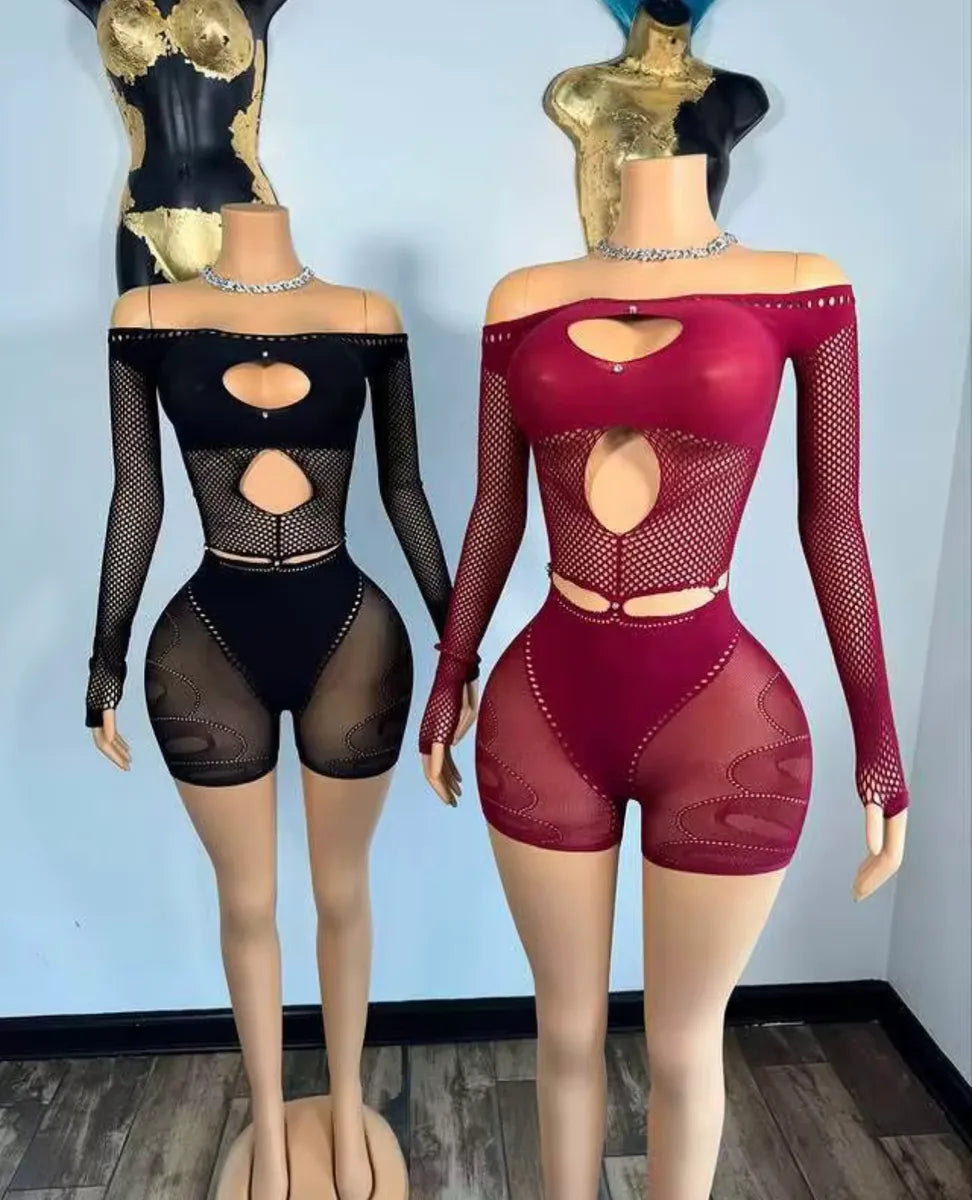 Mesh With Me Shorts Romper (One Size)