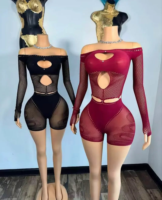 Mesh With Me Shorts Romper (One Size)