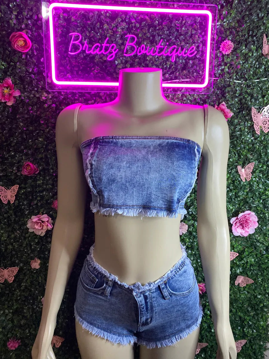 Jalissa Denim Shorts Set (S-XL)