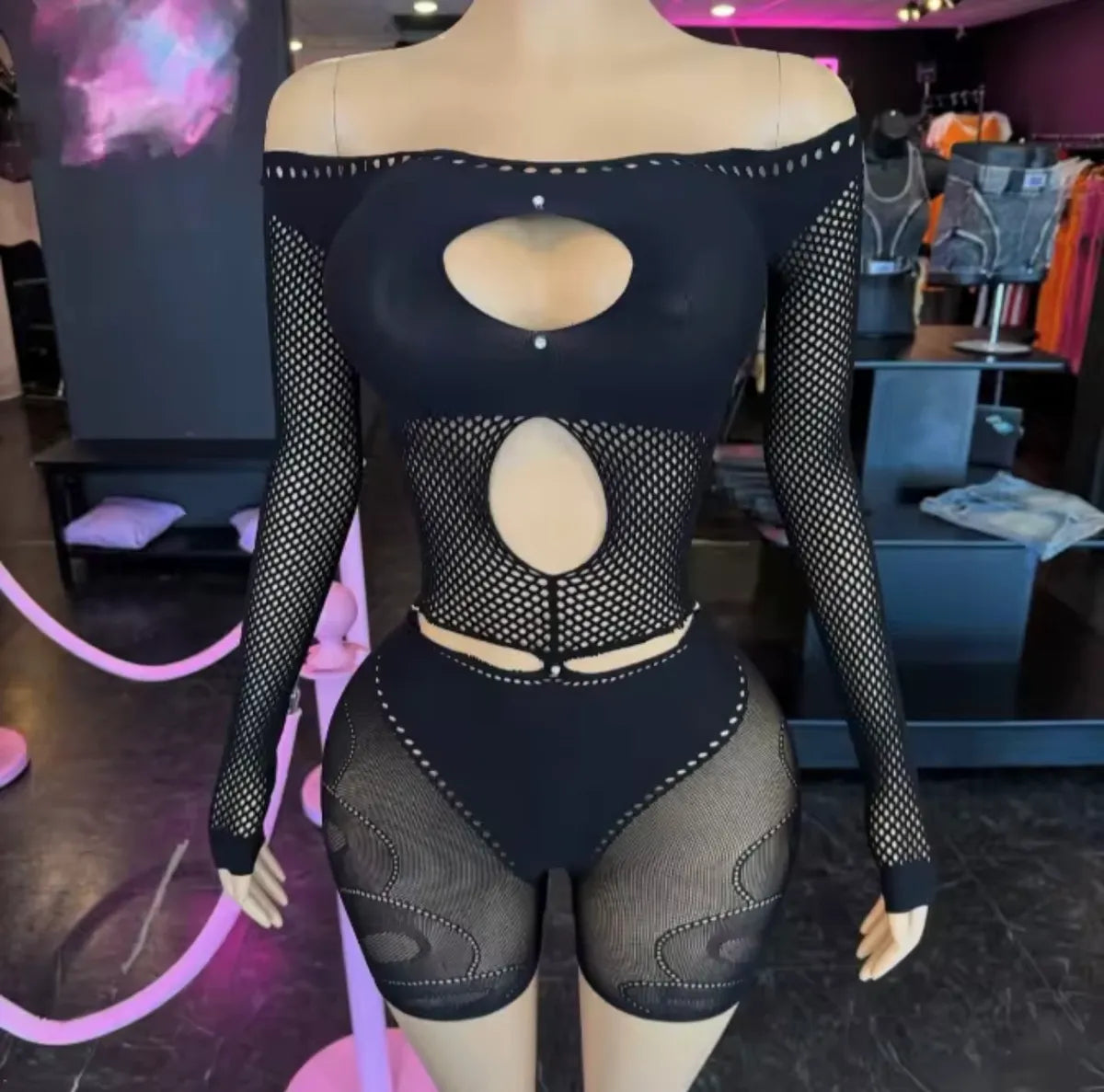 Mesh With Me Shorts Romper (One Size)