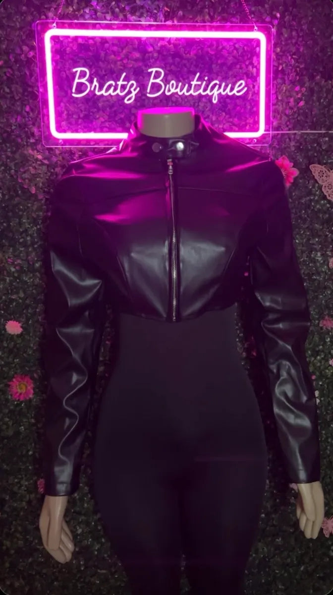 Leather Cropped Jacket (S-L)