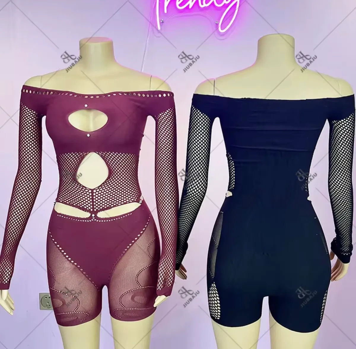 Mesh With Me Shorts Romper (One Size)