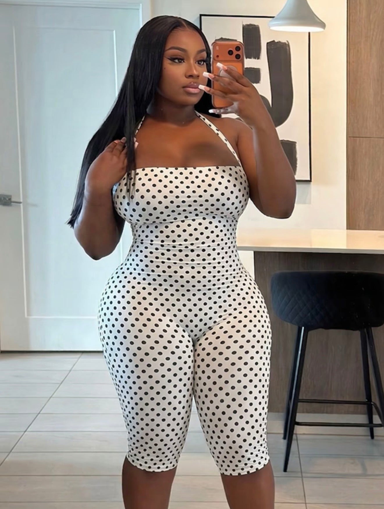Justine Polka Dot Capri Romper