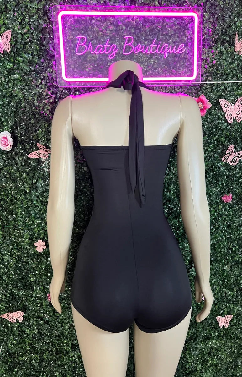 Goldie Black Shorts Romper (S-L)