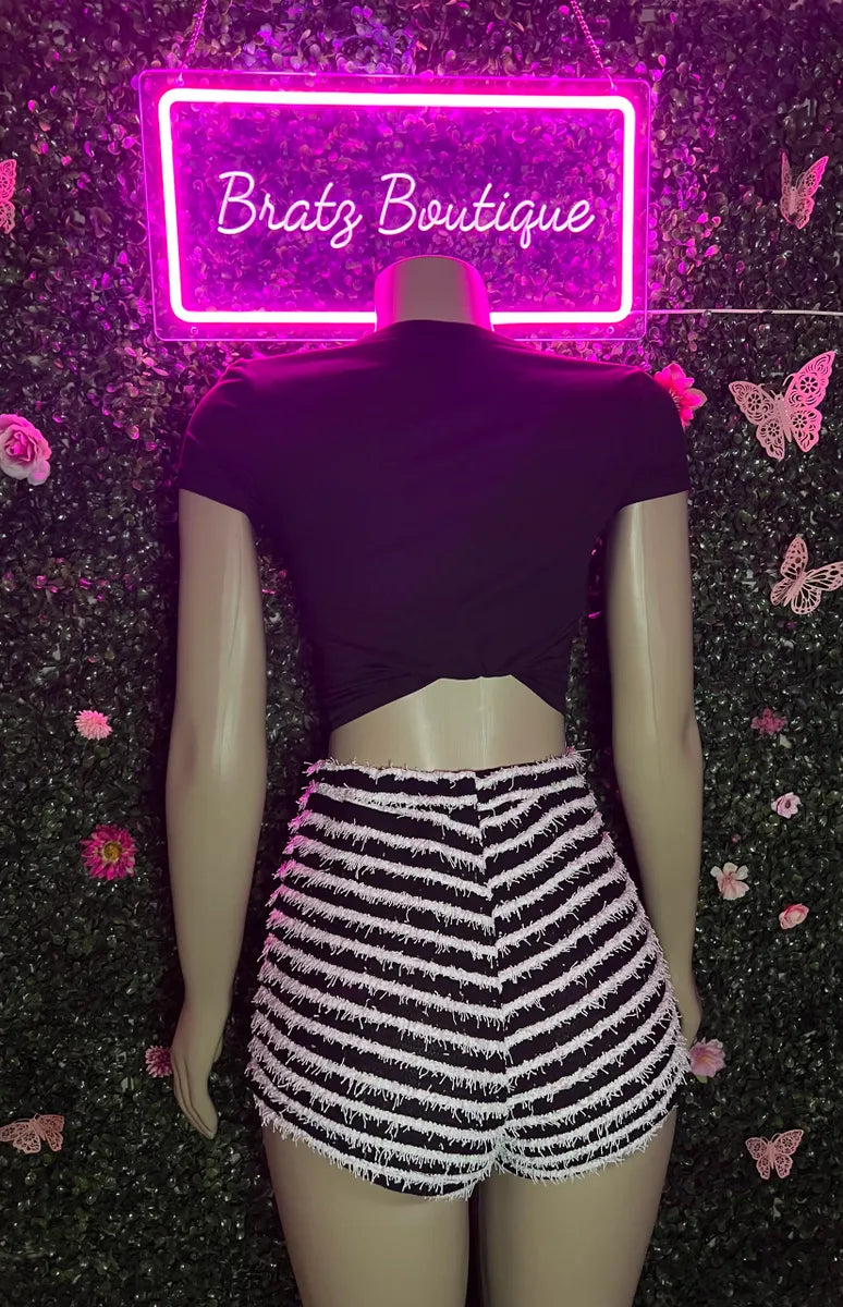 Fuzzy Zebra Shorts Set (S-XL)