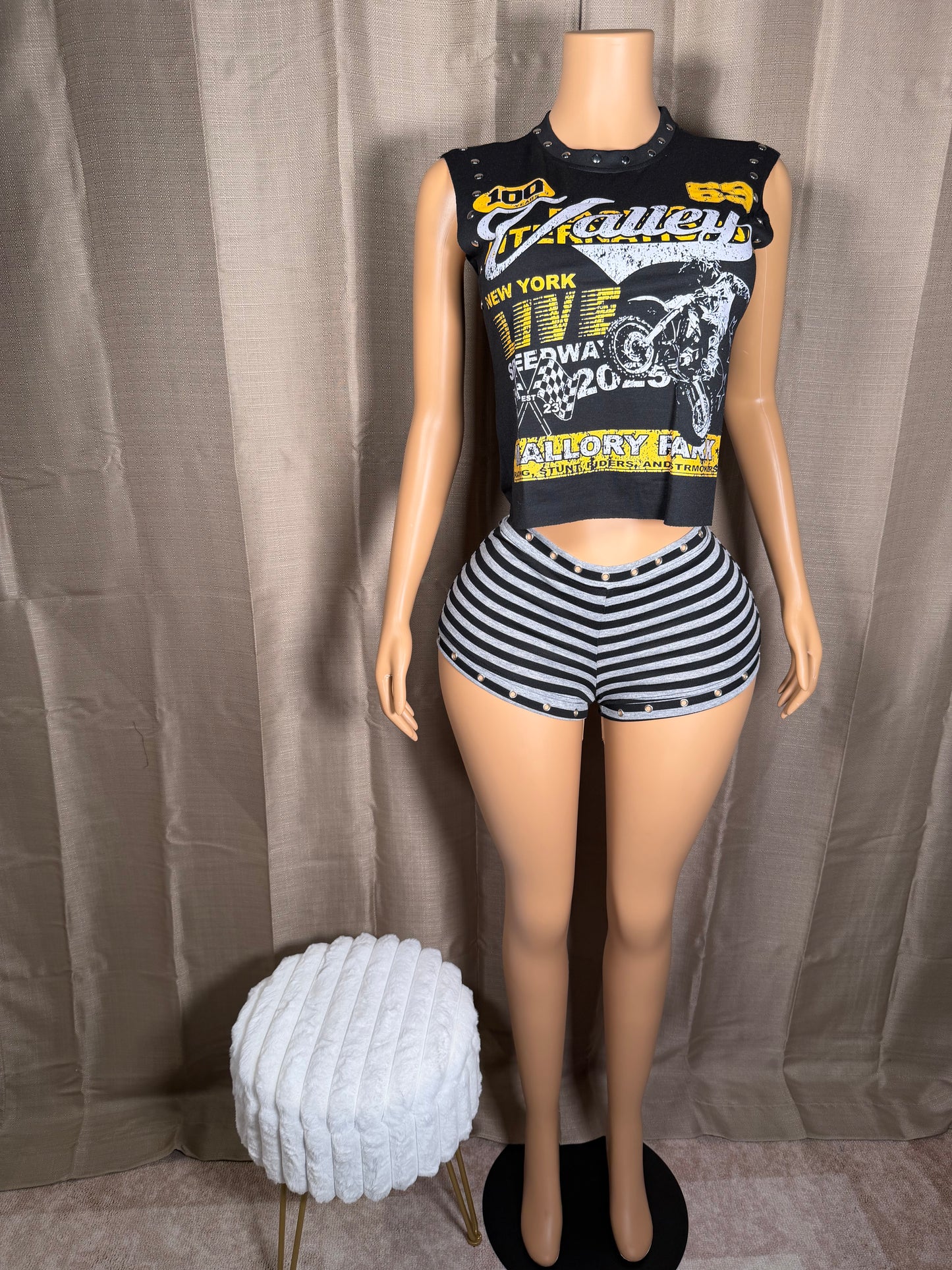 Rockstar 2 Piece Striped Shorts Set (S-L)