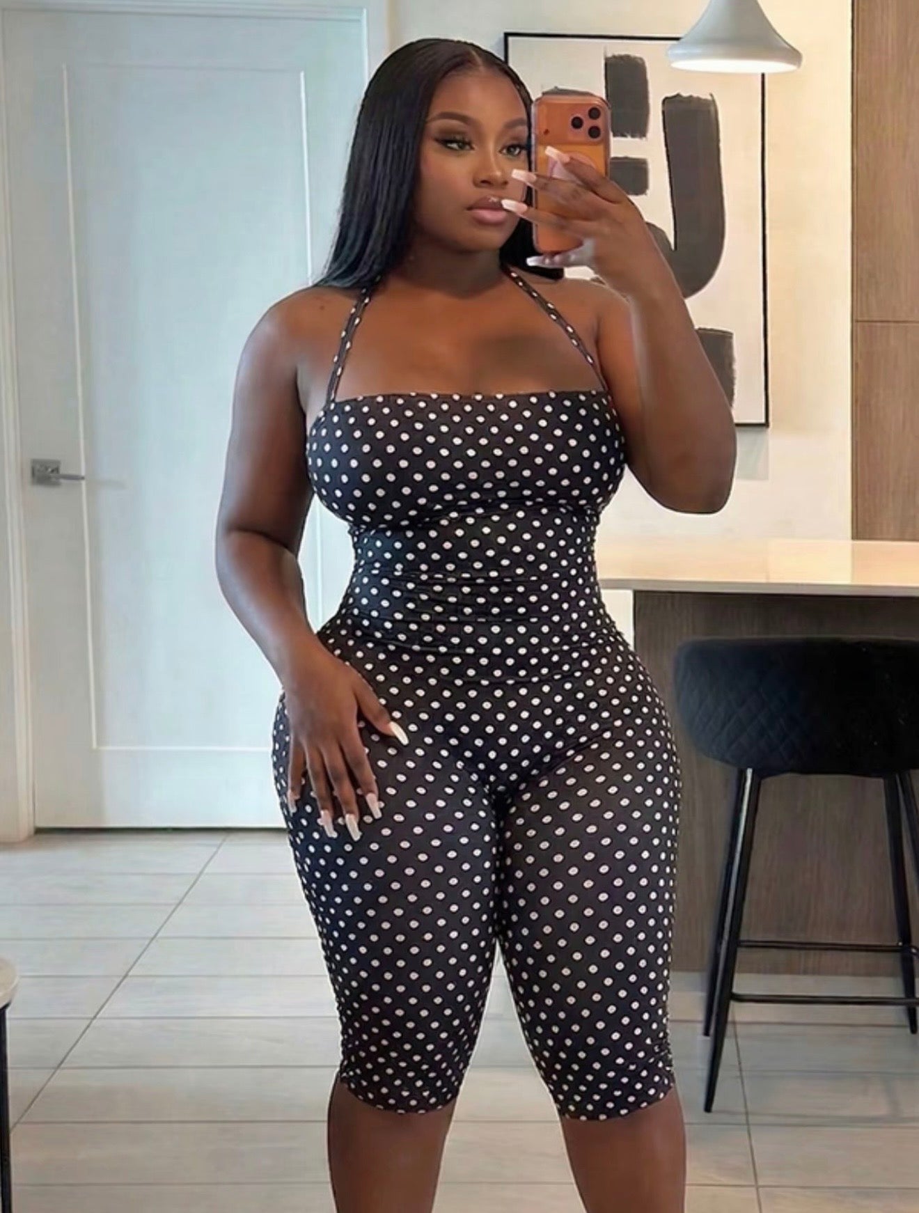 Justine Polka Dot Capri Romper