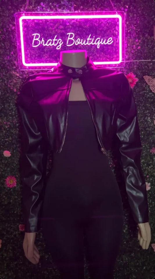 Leather Cropped Jacket (S-L)