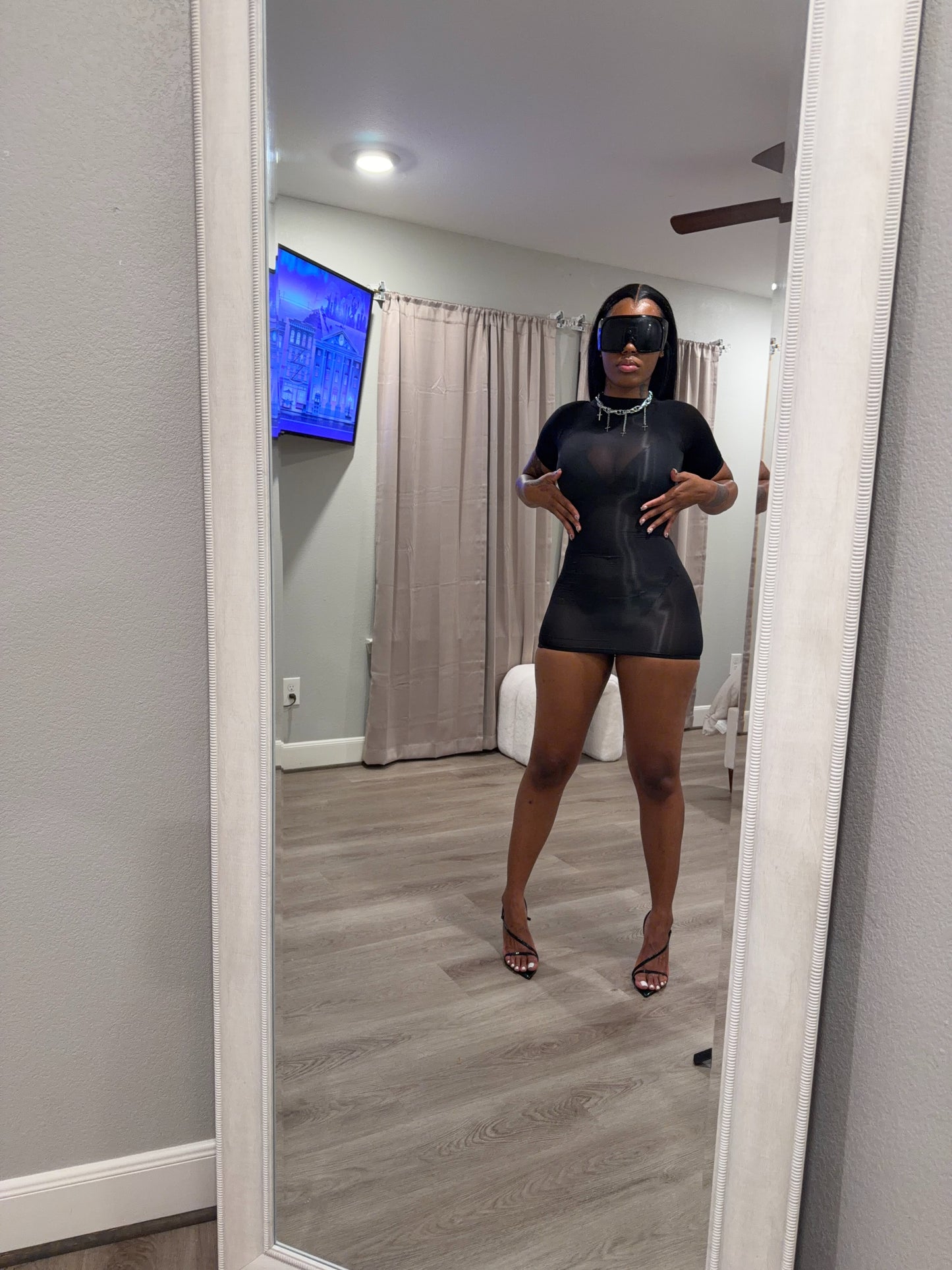 Muse Mesh Short Sleeve Dress (One Size)