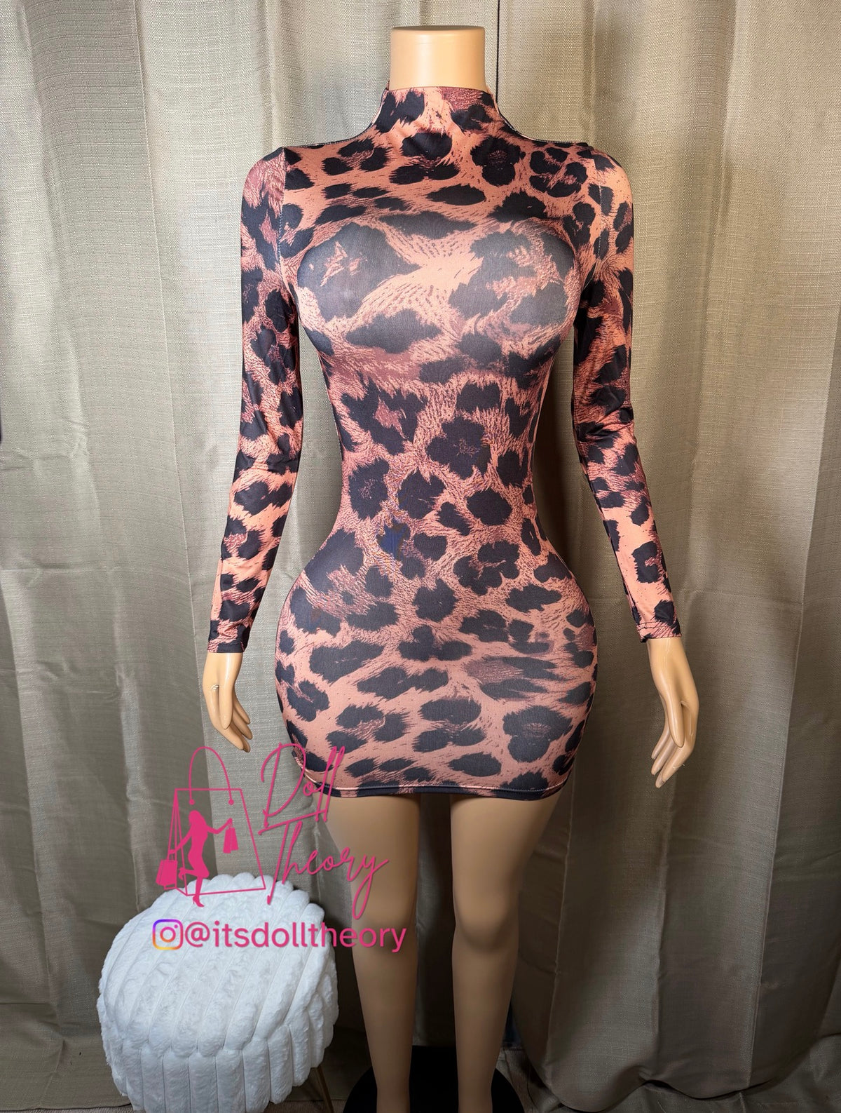 Leopard Print Long Sleeve Dress (XS-XL)
